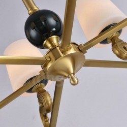 Pure Brass American Chandelier with Fabric Shade