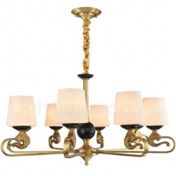 Pure Brass American Chandelier with Fabric Shade