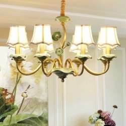 European Pure Brass Chandelier with Fabric Shade