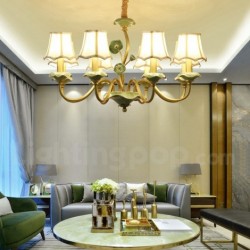 European Pure Brass Chandelier with Fabric Shade
