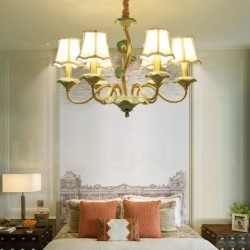 European Pure Brass Chandelier with Fabric Shade