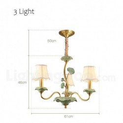 European Pure Brass Chandelier with Fabric Shade