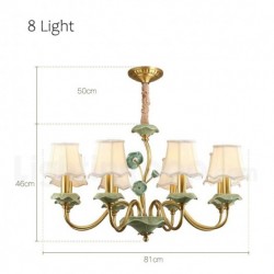 European Pure Brass Chandelier with Fabric Shade