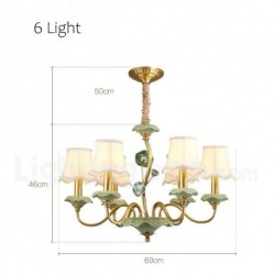 European Pure Brass Chandelier with Fabric Shade