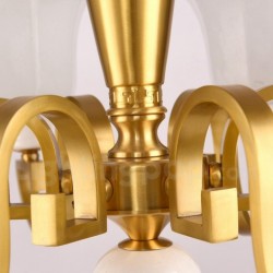 European Pure Brass Luxurious Chandelier with Glass Shade