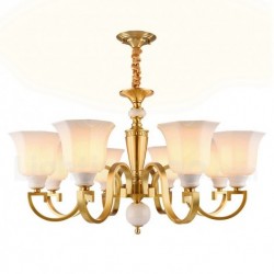 European Pure Brass Luxurious Chandelier with Glass Shade