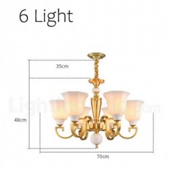 European Pure Brass Luxurious Chandelier with Glass Shade