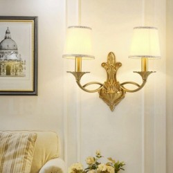 European Pure Brass Modern Contemporary Wall Light with Glass Shade