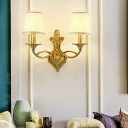 European Pure Brass Modern Contemporary Wall Light with Glass Shade