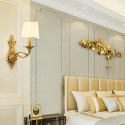 European Pure Brass Modern Contemporary Wall Light with Glass Shade
