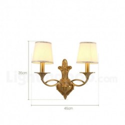 European Pure Brass Modern Contemporary Wall Light with Glass Shade