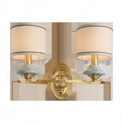 American Pure Brass Round Wall Light with Fabric Shade