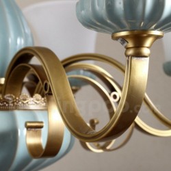 European Pure Brass American Luxurious 8 Light Chandelier with Glass Shade