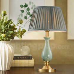 Ceramics American Pure Brass Table Lamp with Fabric Shade