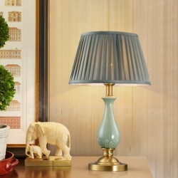 Ceramics American Pure Brass Table Lamp with Fabric Shade