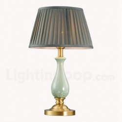 Ceramics American Pure Brass Table Lamp with Fabric Shade