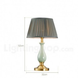 Ceramics American Pure Brass Table Lamp with Fabric Shade