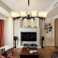 European Luxurious Pure Brass Chandelier with Glass Shade