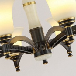 European Luxurious Pure Brass Chandelier with Glass Shade