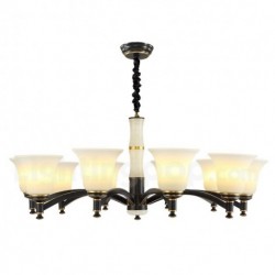 European Luxurious Pure Brass Chandelier with Glass Shade