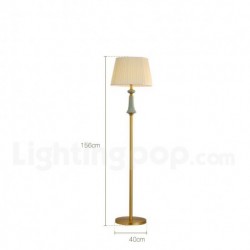 European Modern Contemporary Pure Brass Ceramics Floor Lamp with Fabric Shade