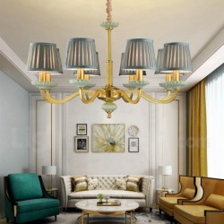 Luxurious European Pure Brass Chandelier with Glass Shade