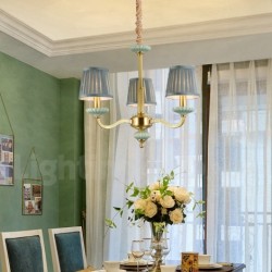 Luxurious European Pure Brass Chandelier with Glass Shade