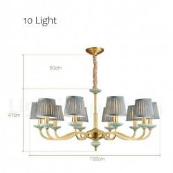 Luxurious European Pure Brass Chandelier with Glass Shade