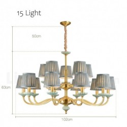 Luxurious European Pure Brass Chandelier with Glass Shade