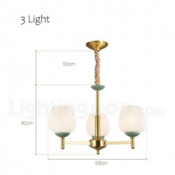 Rustic / Lodge Pure Brass Macaron Chandelier with Glass Shade