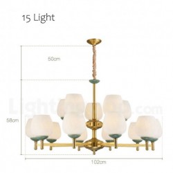 Rustic / Lodge Pure Brass Macaron Chandelier with Glass Shade