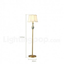 European Modern Contemporary Pure Brass Ceramics Floor Lamp with Fabric Shade