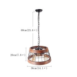 3 Light Ring Vintage Wooden Chandelier Industrial Wind Loft Coffee Wood Linear Pendant Lighting