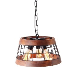 3 Light Ring Vintage Wooden Chandelier Industrial Wind Loft Coffee Wood Linear Pendant Lighting