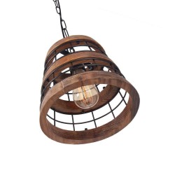 1 Light Ring Vintage Wooden Chandelier Industrial Wind Loft Coffee Wood Linear Pendant Lighting