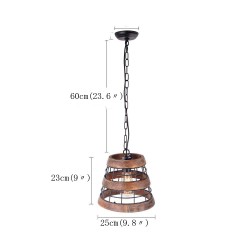 1 Light Ring Vintage Wooden Chandelier Industrial Wind Loft Coffee Wood Linear Pendant Lighting