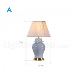 European Pure Brass Ceramics Modern Contemporary Table Lamp with Fabric Shade