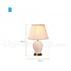 European Pure Brass Ceramics Modern Contemporary Table Lamp with Fabric Shade