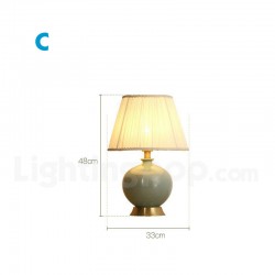 European Pure Brass Ceramics Modern Contemporary Table Lamp with Fabric Shade