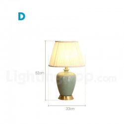 European Pure Brass Ceramics Modern Contemporary Table Lamp with Fabric Shade