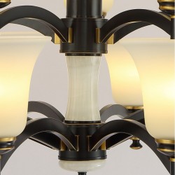 European Luxurious Pure Brass Chandelier with Glass Shade