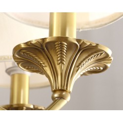 European Macaron Pure Brass Ceramics Chandelier with Fabric Shade