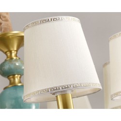 European Macaron Pure Brass Ceramics Chandelier with Fabric Shade