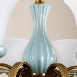 European Pure Brass American Luxurious 8 Light Chandelier with Glass Shade