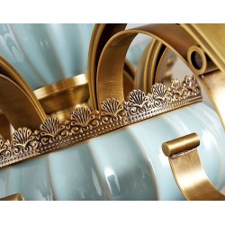 European Pure Brass American Luxurious 8 Light Chandelier with Glass Shade