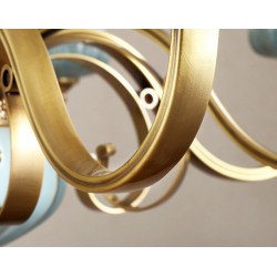 European Pure Brass American Luxurious 8 Light Chandelier with Glass Shade