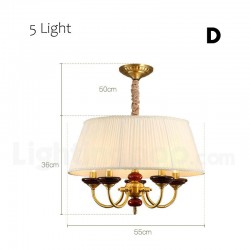 European Ceramics Pure Brass Chandelier with Fabric Shade