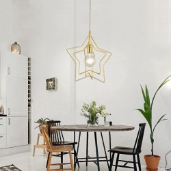 Pure Brass Gold Hollow Star Modern Personality Pendant Lights