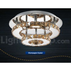 Dimmable Modern Round Crystal Flush Mounted Ceiling Lights with Remote Control