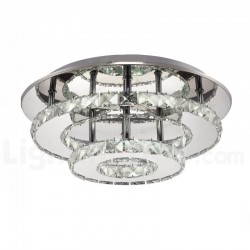 Dimmable Modern Round Crystal Flush Mounted Ceiling Lights with Remote Control